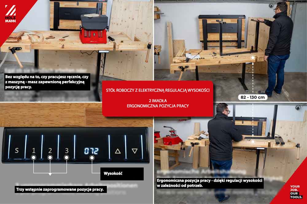 HOLZMANN WB210ELIFT ELEKTRYCZNIE REGULOWANY STÓŁ ROBOCZY STRUGNICA STOLARSKA