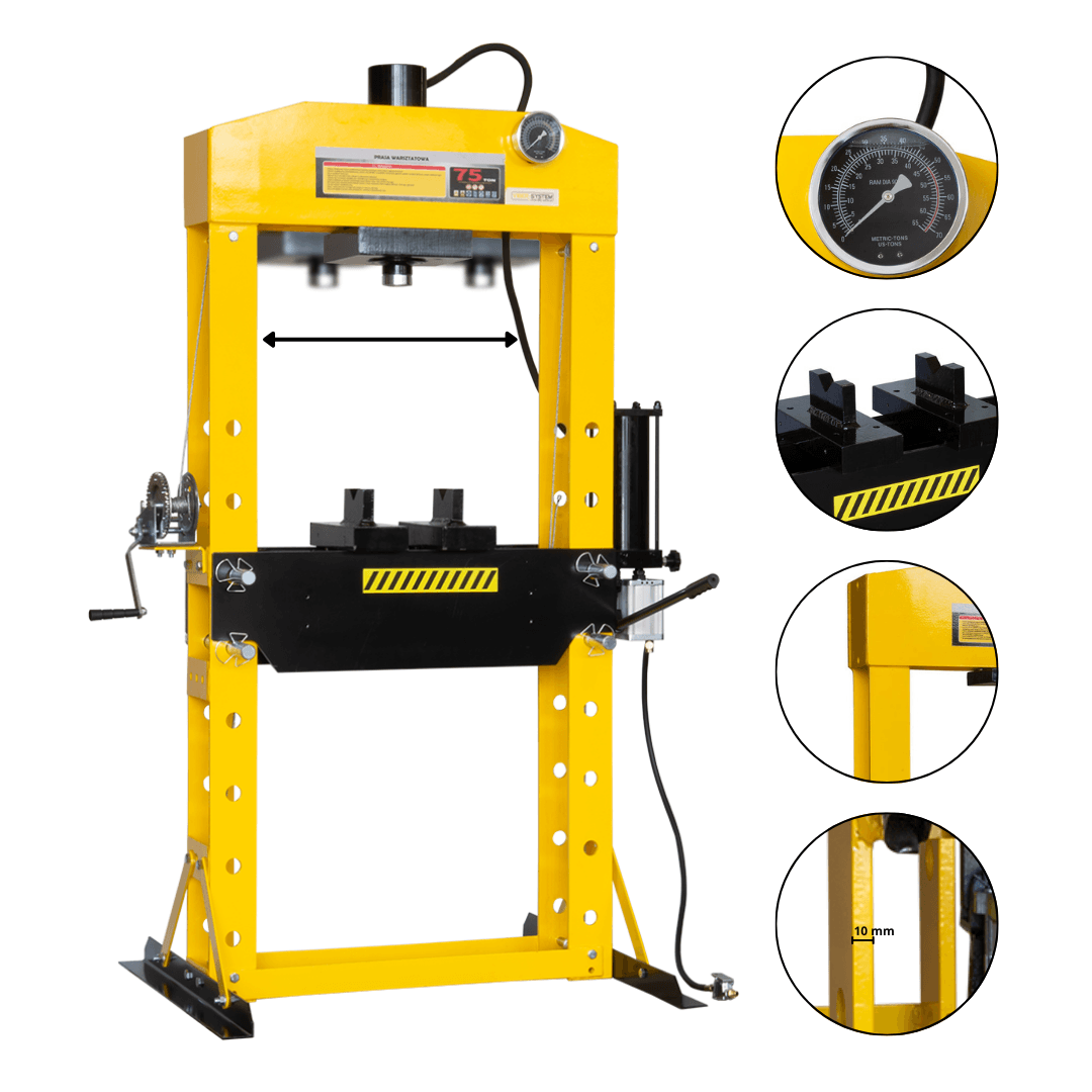 PRASA HYDRAULICZNA WARSZTATOWA 75 TON VIBER-SYSTEM WP75 PNEUMATYCZNO-RĘCZNA