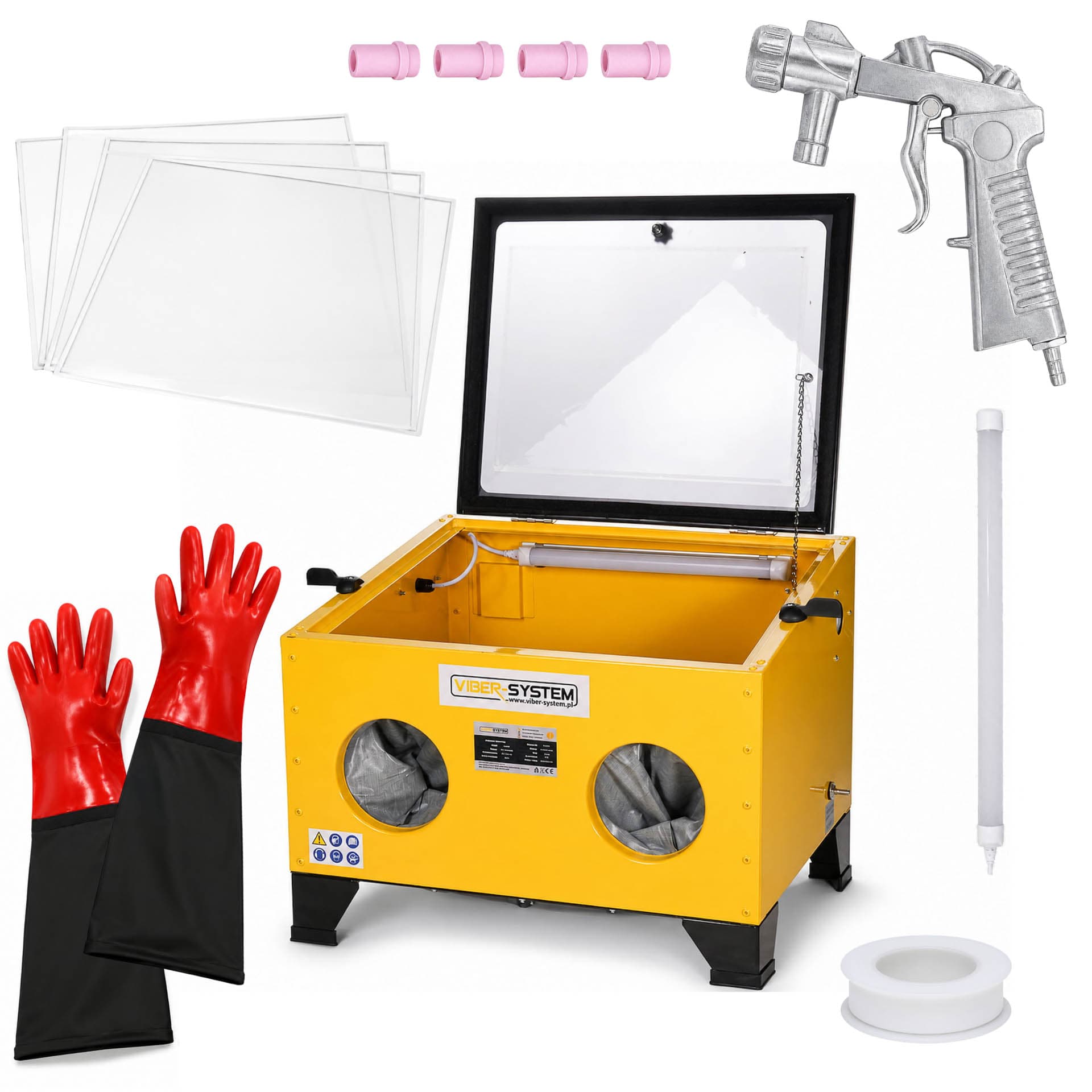 PIASKARKA KABINOWA PK90M VIBER-SYSTEM 94,8 L DO PIASKOWANIA OŚWIETLENIE LED