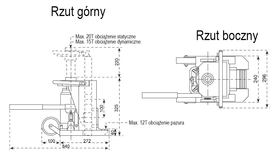 PODNOŚNIK MASZYNOWY PM20 20000KG VIBER-SYSTEM HYDRAULICZNY DO TRANSPORTU