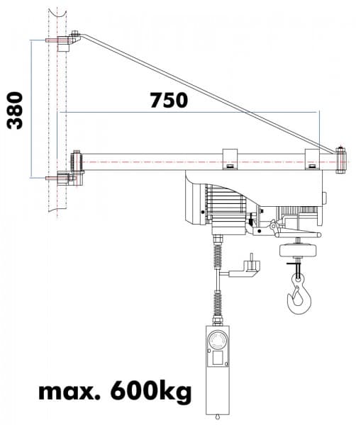 RAMIE OBROTOWE DO WCIĄGAREK HOLZMANN ESZ SA600750 600 KG 750 MM